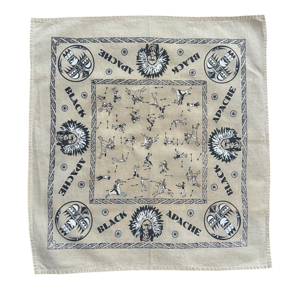 Vintage Black Apache Native American Indian Bandana - Picture 1 of 6